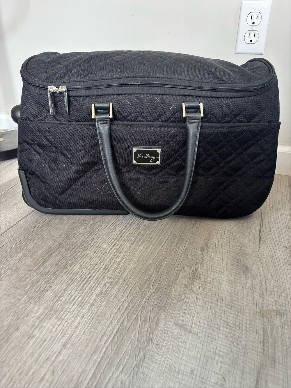 Vera Bradley Black Quilted Rolling Carry-On Tote